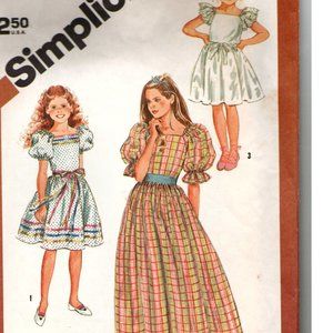 GIRL'S Size 8 Simplicity #6041 DRESS pattern 1980s